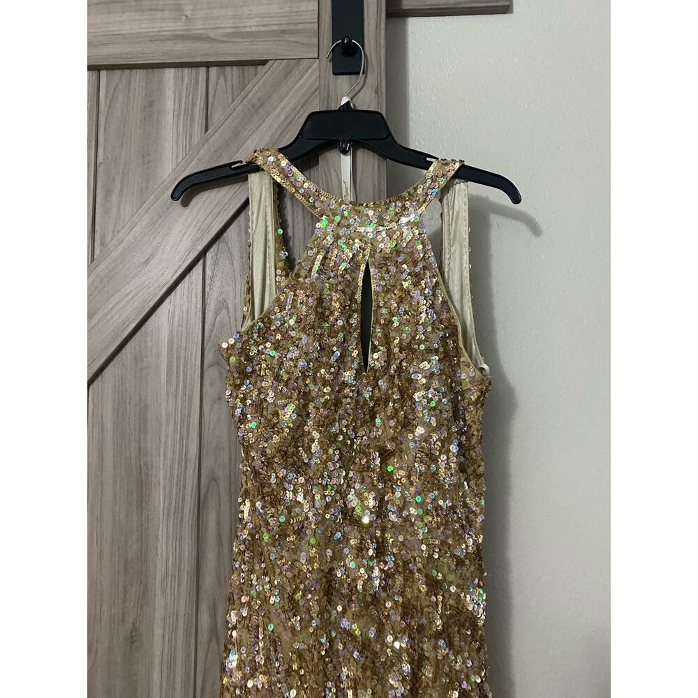 NEW Mac Duggal size 10 style 3434A sequin gold gown - Picture 4 of 13